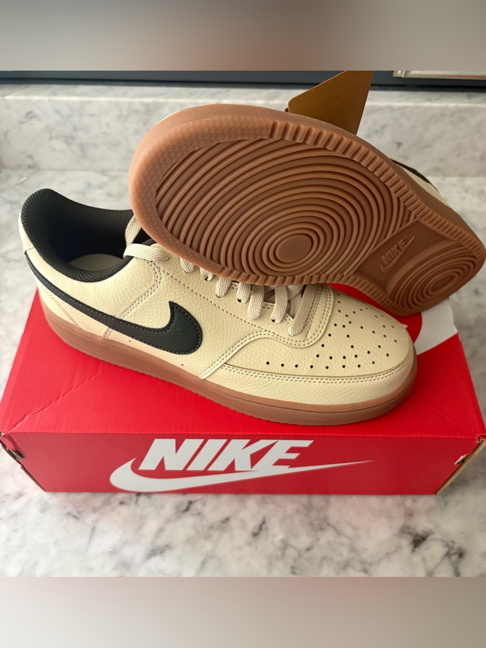 Nike Court Vision Lo Sneakers Khaki Gum Black Shoe HV4506 Men Size 8 or 13
